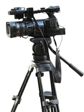 TV stüdyo profesyonel dijital video kamera üzerinde beyaz izole