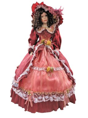 Soyut vintage Ortaçağ kırmızı süslü elbise mannequine Isola