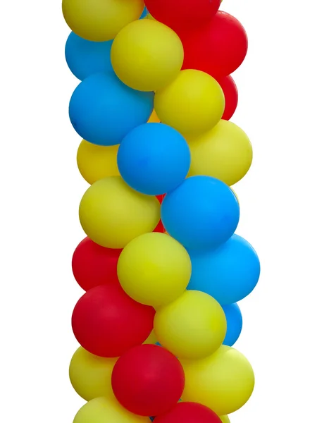 Colorful red blue yellow balloons isolated over white — Stock Photo, Image