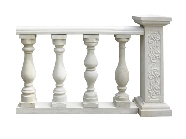 Classic stone balustrade with column isolated over white — Stock Photo, Image