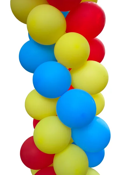 Colorful red blue yellow balloons isolated over white — Stock Photo, Image