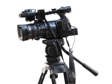 TV stüdyo profesyonel dijital video kamera üzerinde beyaz izole