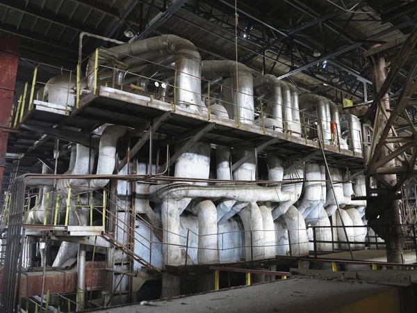 Turbina de vapor, maquinaria, tuberías, tubos en la central eléctrica — Foto de Stock