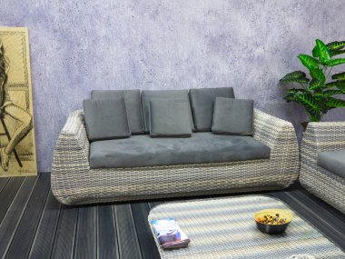 14.10.2016, Moldova, Chisinau: Modern gri kanepe mobilya s