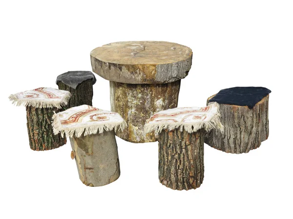 Tuinmeubelen gemaakt van houten log geïsoleerd op wit — Stockfoto