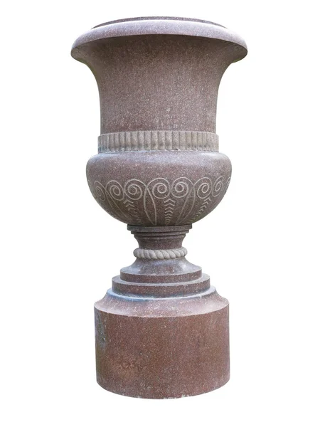 Vaso de pedra no velho estilo clássico com isolado sobre branco — Fotografia de Stock