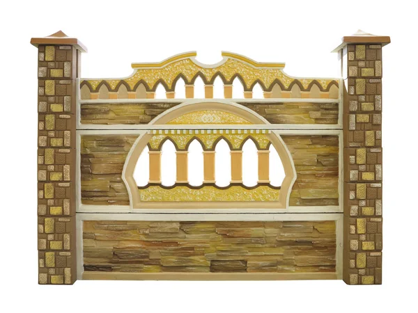 갈색 질감된 장식된 절연된 콘크리트 울타리 w 이상 격리 — 스톡 사진