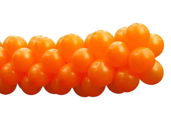 A bunch orange party balloons isolated — Stock Photo, Image