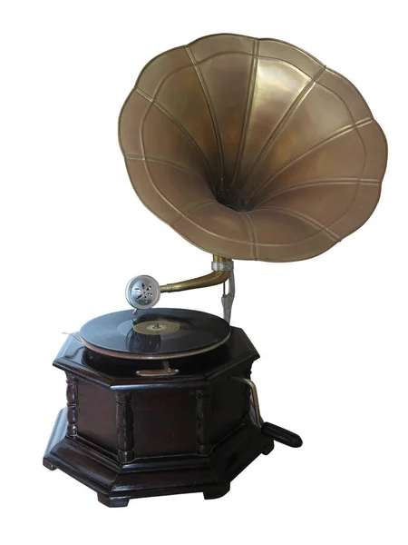 Vintage Retro-Grammophon isoliert auf Weiß — Stockfoto