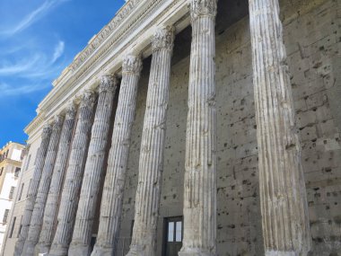 Klasik eski ve yıpranmış pantheon ön sütunları 