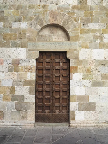 老式棕色旧木门在中世纪城市的比萨，意大利 — 图库照片