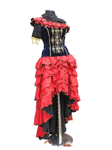 Kleurrijk gestileerde Spaanse middeleeuwse kostuum kleren op etalagepop — Stockfoto