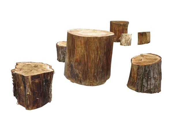 Garden furniture made from wood log isolated on white backgrou — Stok Foto