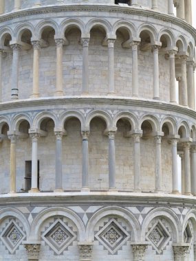 Leaning Tower of Pisa Mimari ayrıntılar Katedrali Duomo yakınındaki 