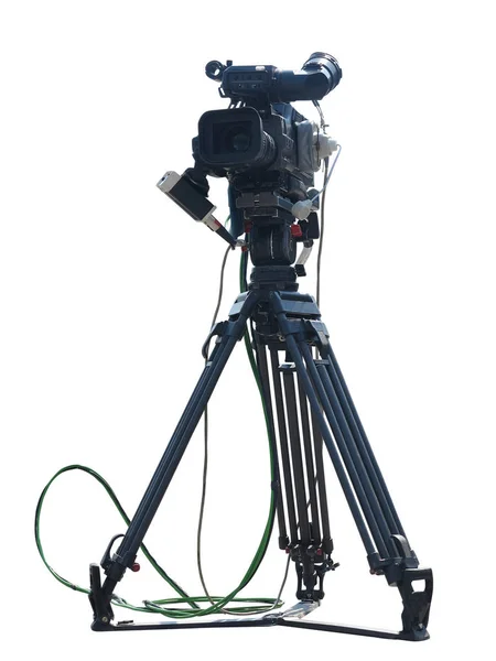TV stúdió professzionális digitális videokamera elszigetelt fehér Stock Kép