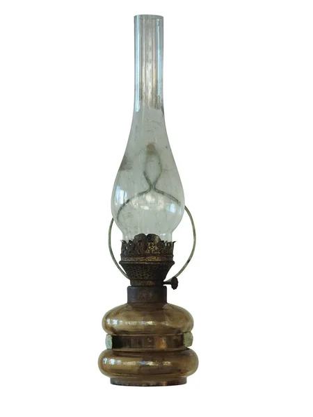 Vintage lanterne rouillée kérosène vieille lampe à huile isolée sur blanc — Photo