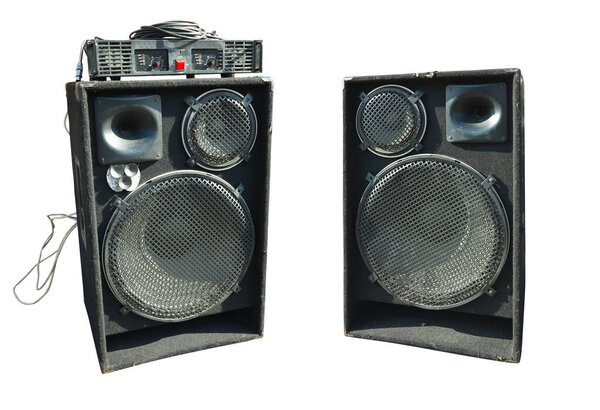 old powerful stage concerto audio speakers and amplifier isolate