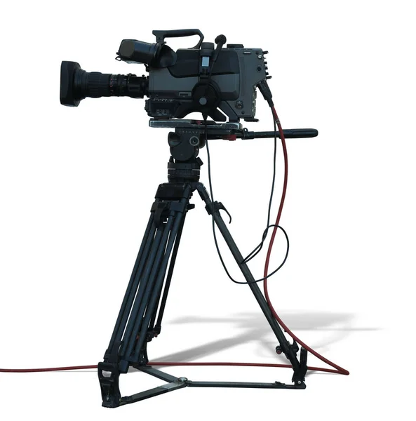 TV Studio professionnel caméra vidéo numérique sur trépied isolé o — Photo