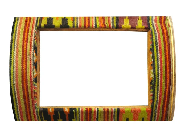 Original handmade frame as as colorful carpet  isolated over whi — Stockfoto