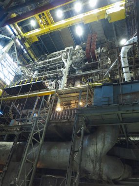 Elektrik motorları, borular, borular ile endüstriyel büyük su pompaları