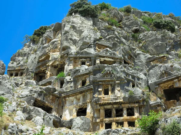 Starověký Lycian Myra skalní hrobky v Demre, Antalya. — Stock fotografie
