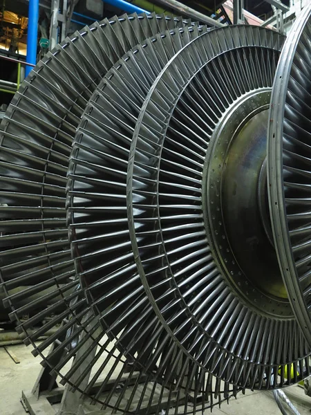 Power generator steam turbine in repair process, machinery, pipe — Stock Photo, Image