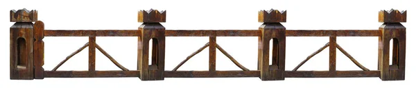 白の背景に隔離された古い茶色の木製のヴィンテージフェンス — ストック写真