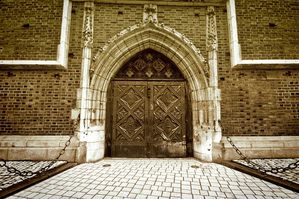 Gamla gotiska dörren. — Stockfoto
