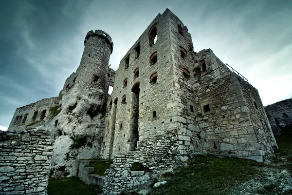 Ruins of the old medieval castle. 스톡 사진