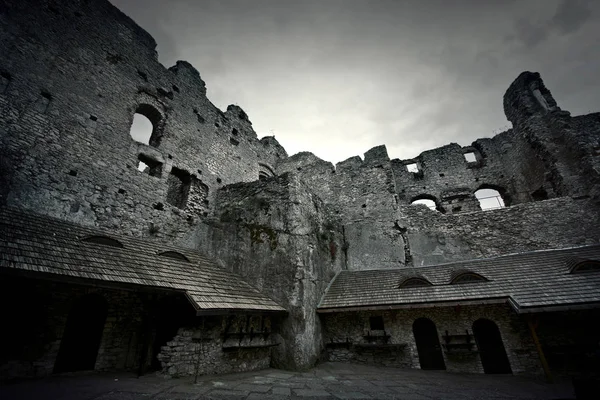Ruins of the old medieval castle. 스톡 사진