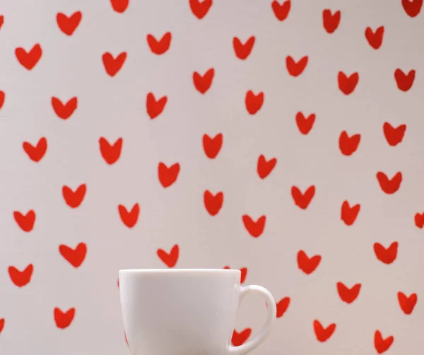 Taza de café en el fondo del corazón — Foto de Stock