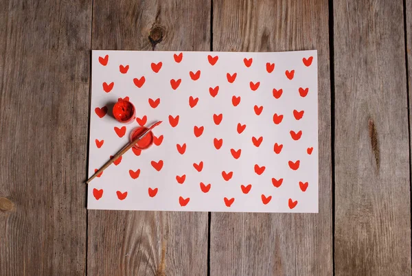 Acuarela pintada a mano corazones rojos — Foto de Stock