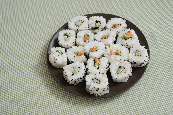 Close up de conjunto de sushi fresco — Fotografia de Stock