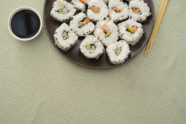 Zbliżenie zestaw świeże sushi — Zdjęcie stockowe