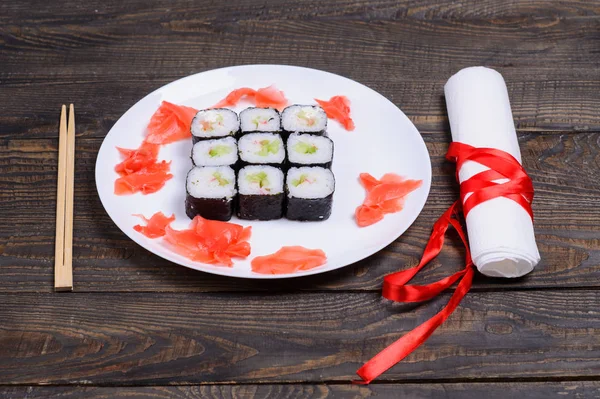 Zbliżenie zestaw świeże sushi — Zdjęcie stockowe