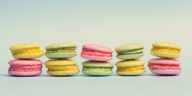 güzel ve renkli Fransızca macaroons veya macaron