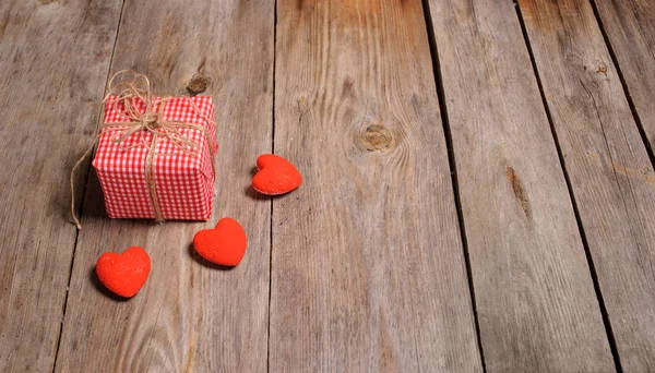 Corazón Sobre Fondo Madera Día San Valentín Tarjeta Felicitación San — Foto de Stock