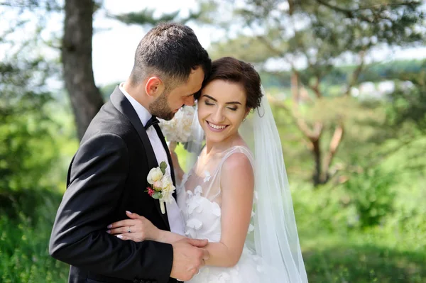 Joven Pareja Recién Casada Juntos Feliz Día Boda — Foto de Stock