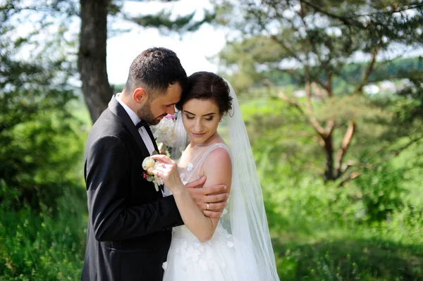 Giovane Coppia Appena Sposata Insieme Giorno Del Matrimonio Felice — Foto Stock