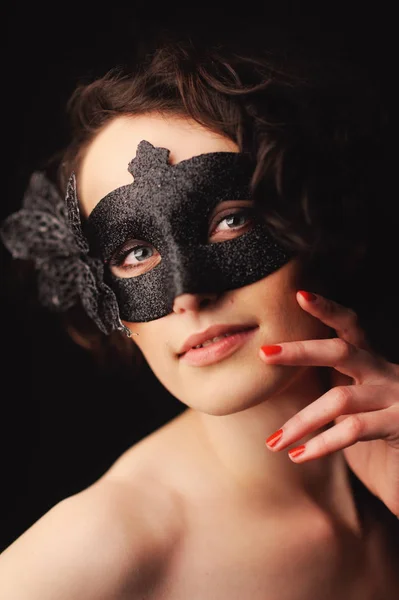 Modello Bellezza Donna Che Indossa Maschera Veneziana Mascherata Maschera Carnevale — Foto Stock