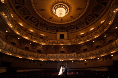Wedding couple in drama theater.the bride and groom/