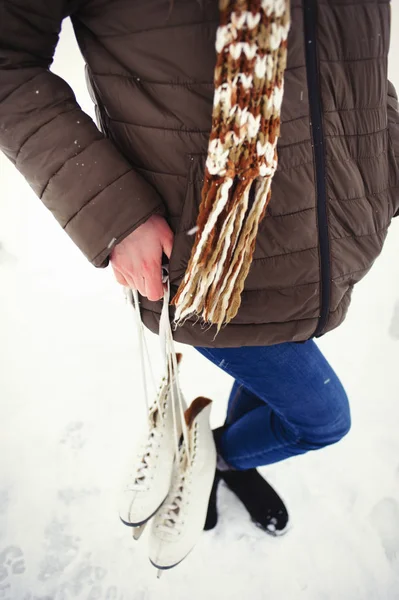 Patinaje Sobre Hielo Aire Libre Estanque Deporte Invierno — Foto de Stock