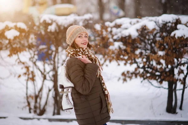 Ice Skating Outdoors Pond Winter Sport — Stock Photo, Image