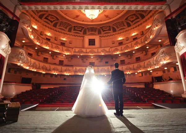 Wedding couple in drama theater.the bride and groom/