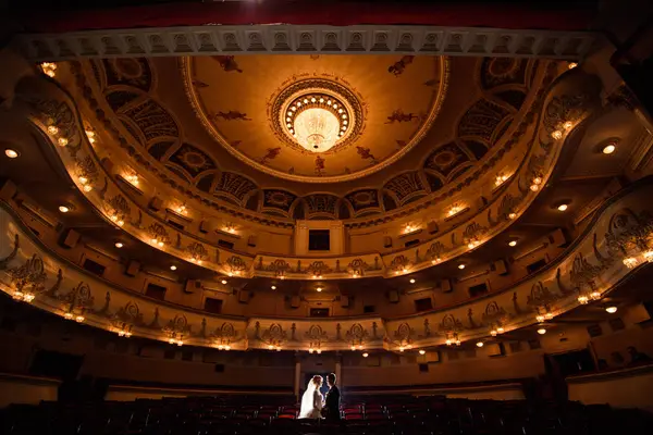 Wedding couple in drama theater.the bride and groom/