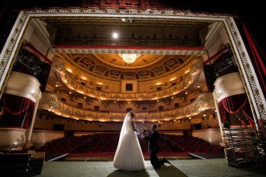 Wedding couple in drama theater.the bride and groom/