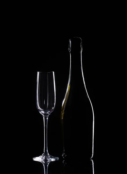 Champagne Glasses Set Black Background — Stock Photo, Image