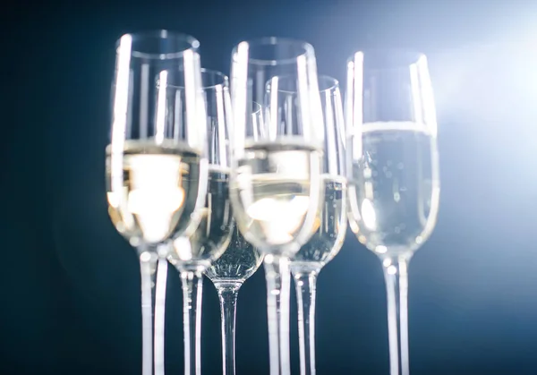 Champagneglas Svart Bakgrund — Stockfoto