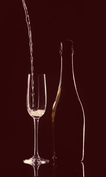 Champagne Glasses Set Black Background — Stock Photo, Image