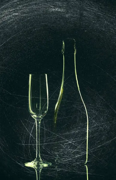 Champagne Glasses Set Black Background — Stock Photo, Image